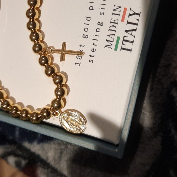 NWT ITALY 🇮🇹 GOLD CHARM BRACELET CATHOLIC 18k Gold Over Sterling Silver BOLO - Picture 4 of 4